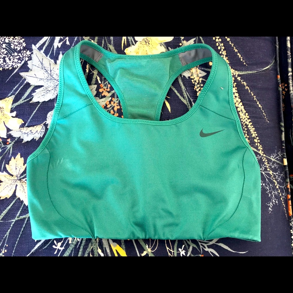 Nike dri fit green extra small minimizer sports bra w/mesh panels EUC!